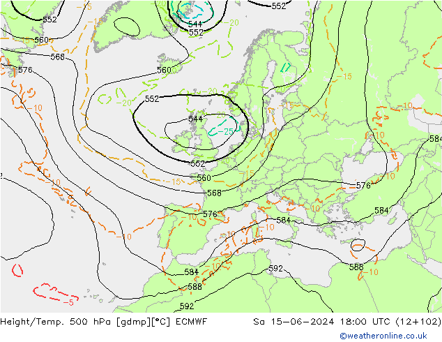 Z500/Yağmur (+YB)/Z850 ECMWF Cts 15.06.2024 18 UTC