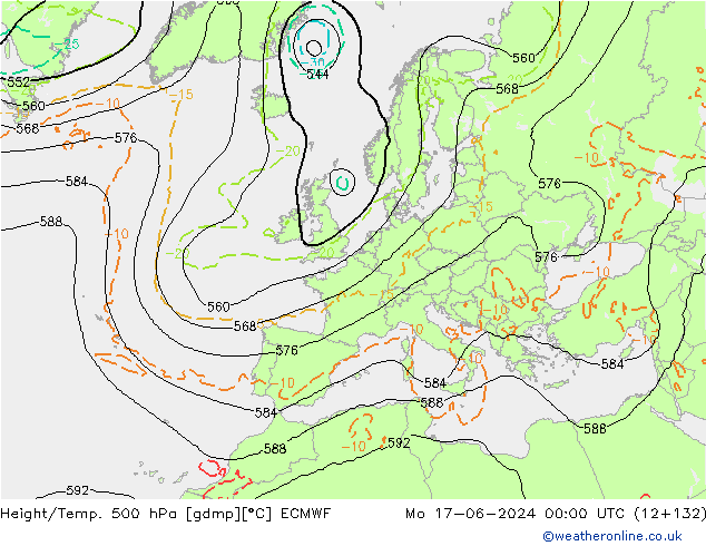 Z500/Rain (+SLP)/Z850 ECMWF Po 17.06.2024 00 UTC