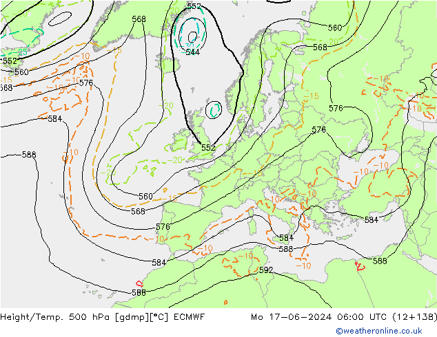 Z500/Yağmur (+YB)/Z850 ECMWF Pzt 17.06.2024 06 UTC