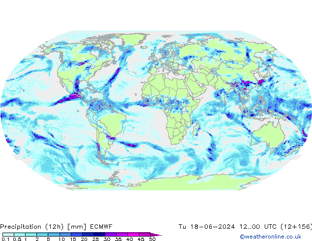 Precipitação (12h) ECMWF Ter 18.06.2024 00 UTC