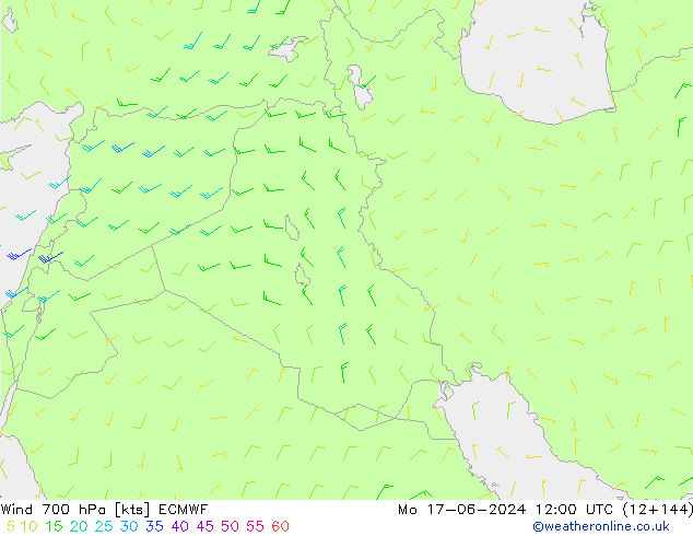 Vent 700 hPa ECMWF lun 17.06.2024 12 UTC