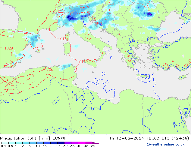 Z500/Rain (+SLP)/Z850 ECMWF jeu 13.06.2024 00 UTC