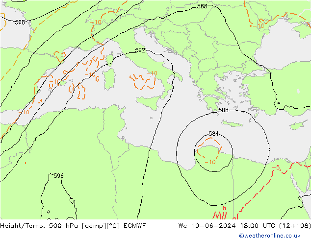 Z500/Rain (+SLP)/Z850 ECMWF mié 19.06.2024 18 UTC