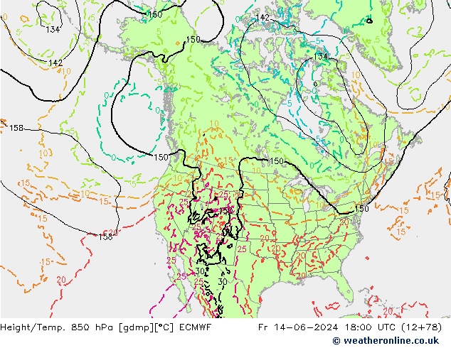 Z500/Rain (+SLP)/Z850 ECMWF vie 14.06.2024 18 UTC