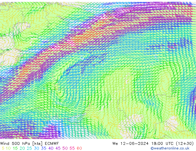 Wind 500 hPa ECMWF wo 12.06.2024 18 UTC