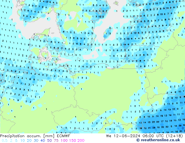 Nied. akkumuliert ECMWF Mi 12.06.2024 06 UTC