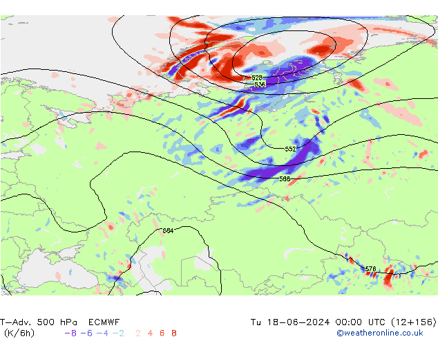 T-Adv. 500 hPa ECMWF mar 18.06.2024 00 UTC