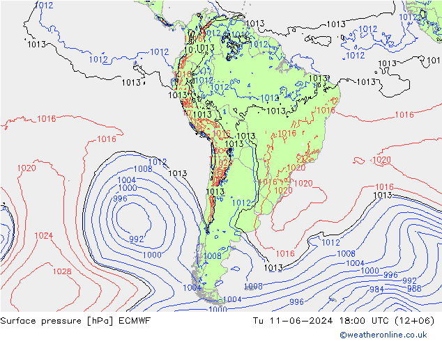 Yer basıncı ECMWF Sa 11.06.2024 18 UTC