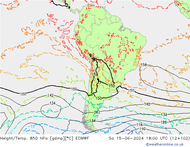 Height/Temp. 850 hPa ECMWF  15.06.2024 18 UTC