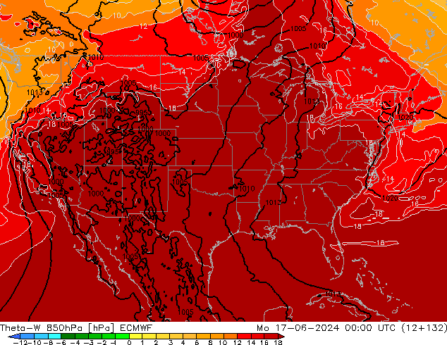 Theta-W 850hPa ECMWF lun 17.06.2024 00 UTC