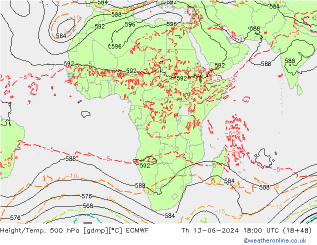 Z500/Yağmur (+YB)/Z850 ECMWF Per 13.06.2024 18 UTC