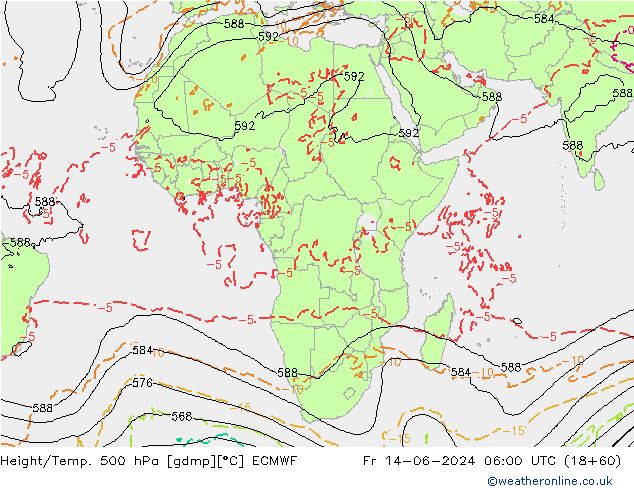 Z500/Rain (+SLP)/Z850 ECMWF  14.06.2024 06 UTC