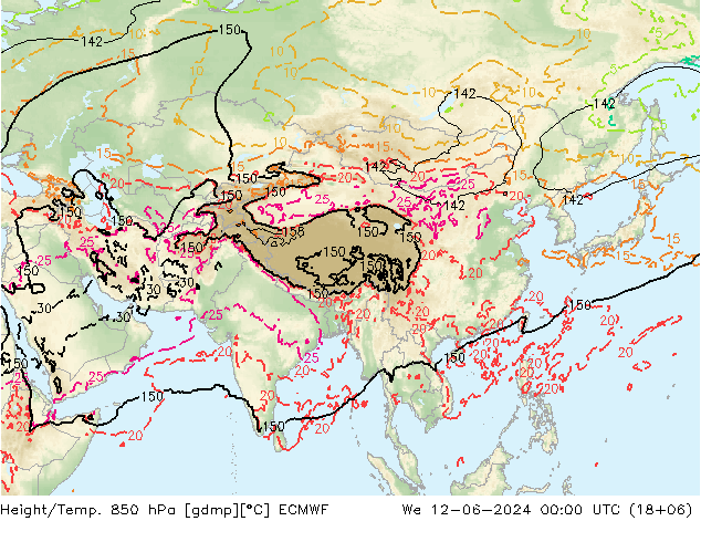 Z500/Rain (+SLP)/Z850 ECMWF Qua 12.06.2024 00 UTC