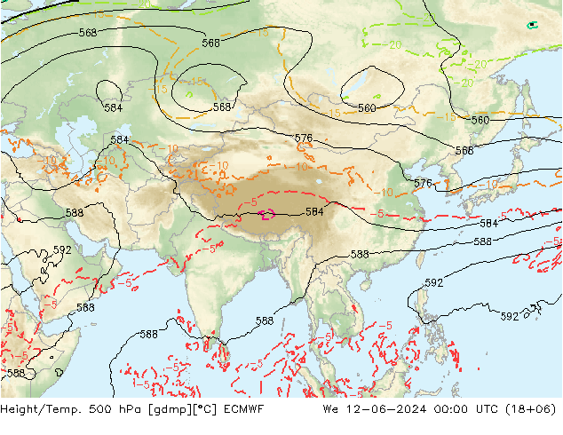 Z500/Rain (+SLP)/Z850 ECMWF  12.06.2024 00 UTC