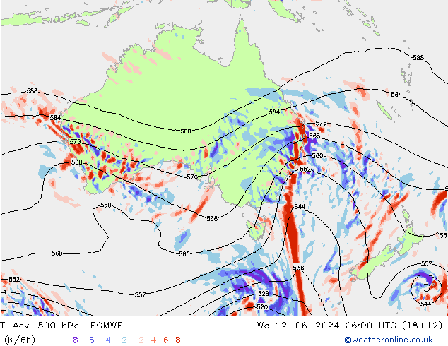 T-Adv. 500 hPa ECMWF Qua 12.06.2024 06 UTC