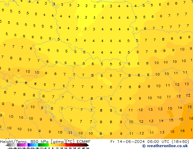 Height/Temp. 850 hPa ECMWF  14.06.2024 06 UTC