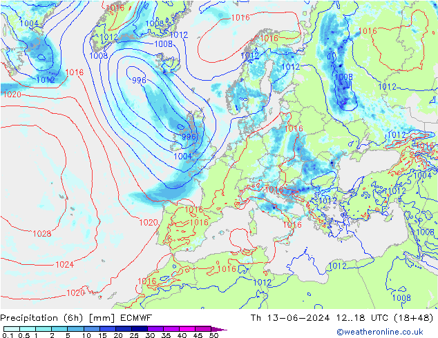 Z500/Rain (+SLP)/Z850 ECMWF  13.06.2024 18 UTC