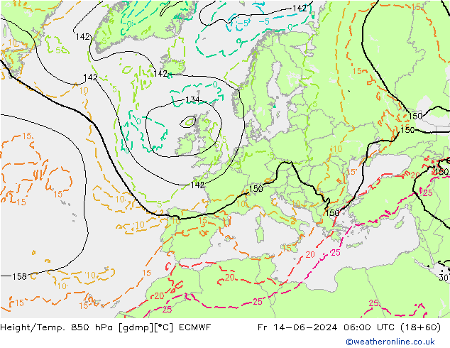 Z500/Rain (+SLP)/Z850 ECMWF vie 14.06.2024 06 UTC