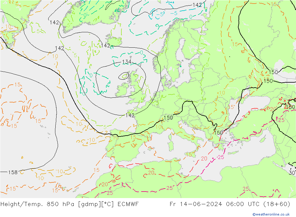 Z500/Rain (+SLP)/Z850 ECMWF Fr 14.06.2024 06 UTC