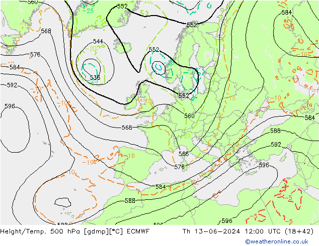 Z500/Yağmur (+YB)/Z850 ECMWF Per 13.06.2024 12 UTC