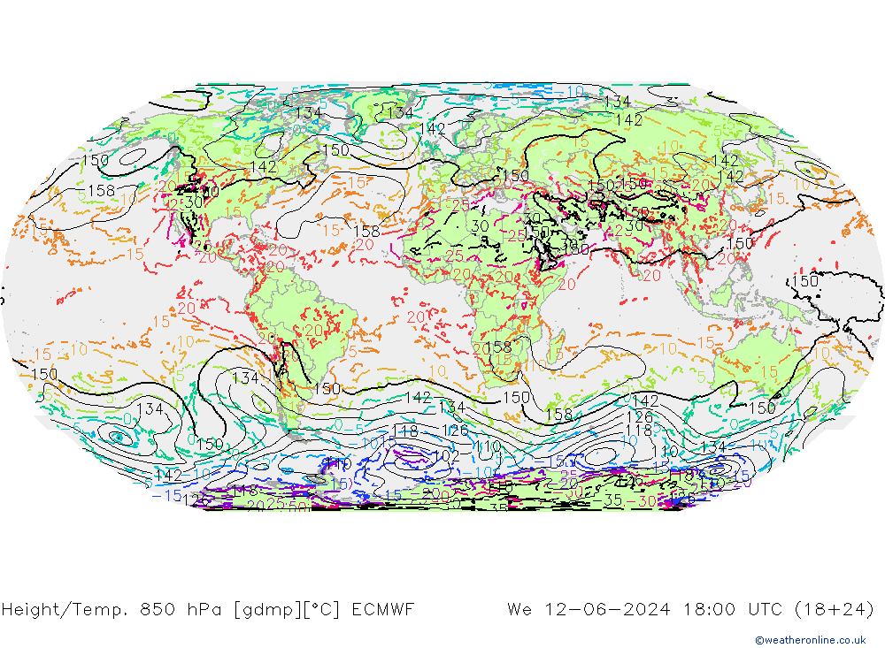 Z500/Rain (+SLP)/Z850 ECMWF 星期三 12.06.2024 18 UTC