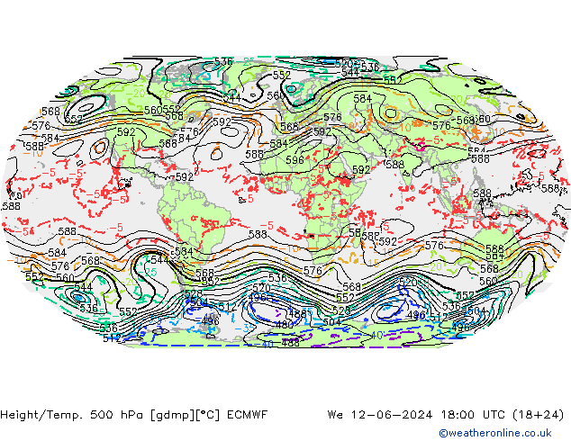 Z500/Rain (+SLP)/Z850 ECMWF We 12.06.2024 18 UTC