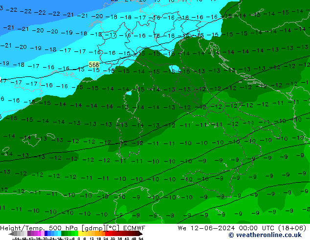 Z500/Regen(+SLP)/Z850 ECMWF wo 12.06.2024 00 UTC