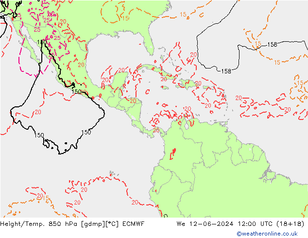 Height/Temp. 850 гПа ECMWF ср 12.06.2024 12 UTC