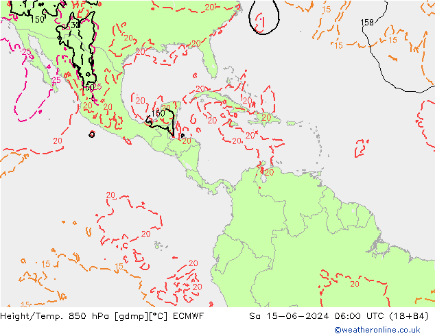 Z500/Yağmur (+YB)/Z850 ECMWF Cts 15.06.2024 06 UTC