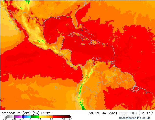 température (2m) ECMWF sam 15.06.2024 12 UTC