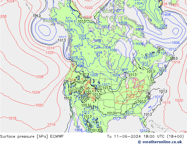 pressão do solo ECMWF Ter 11.06.2024 18 UTC