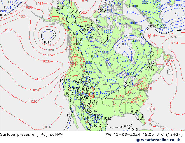 Bodendruck ECMWF Mi 12.06.2024 18 UTC