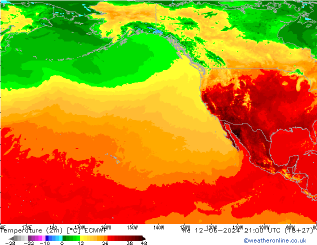 température (2m) ECMWF mer 12.06.2024 21 UTC