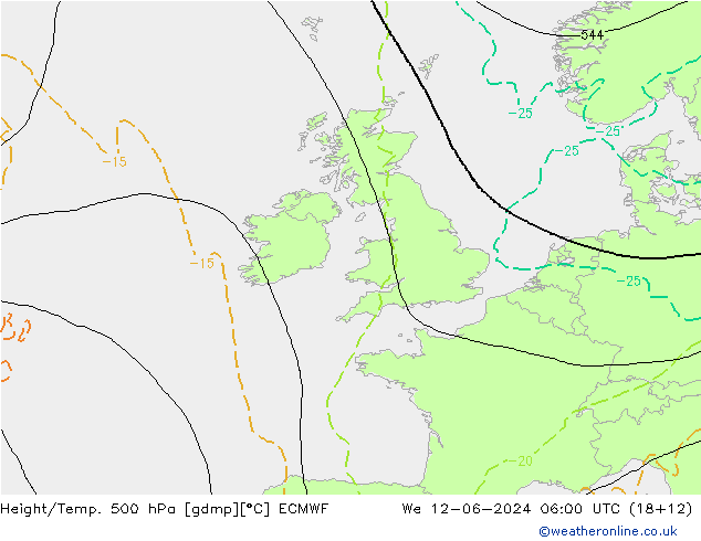 Z500/Rain (+SLP)/Z850 ECMWF mer 12.06.2024 06 UTC