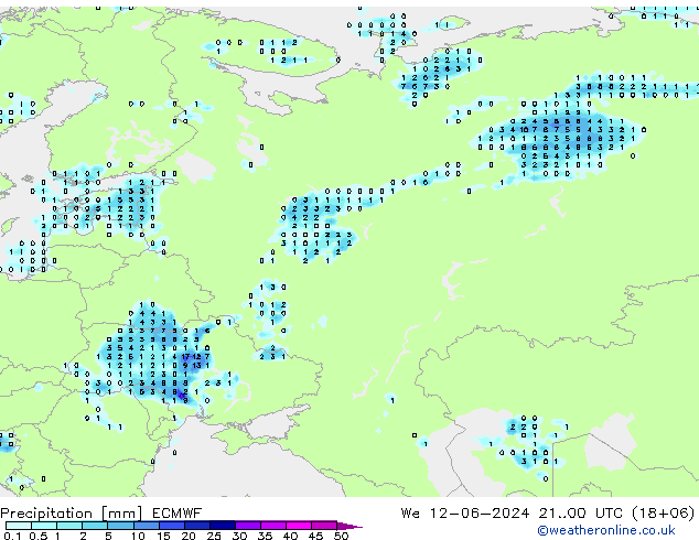 Précipitation ECMWF mer 12.06.2024 00 UTC