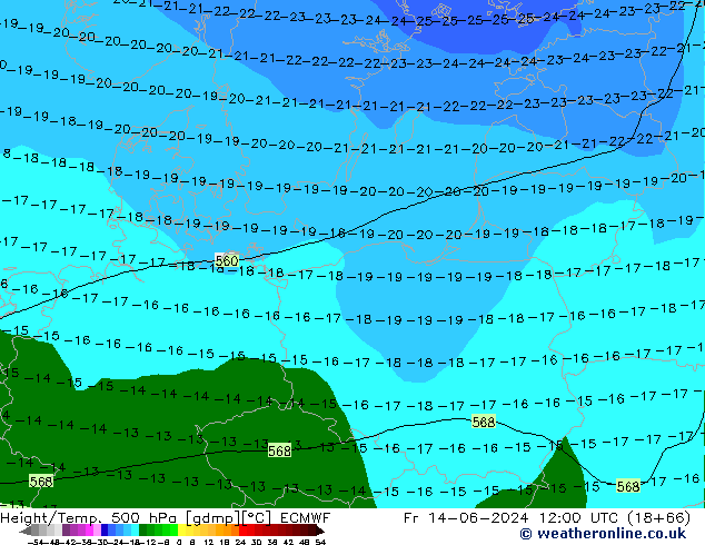 Z500/Rain (+SLP)/Z850 ECMWF vie 14.06.2024 12 UTC