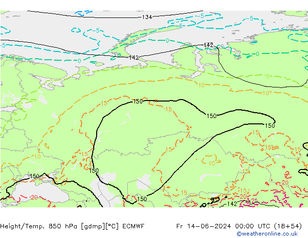 Z500/Yağmur (+YB)/Z850 ECMWF Cu 14.06.2024 00 UTC