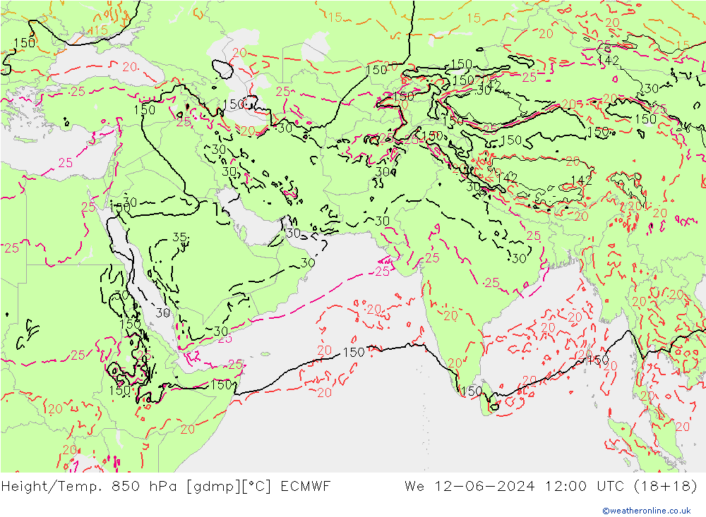 Z500/Rain (+SLP)/Z850 ECMWF  12.06.2024 12 UTC