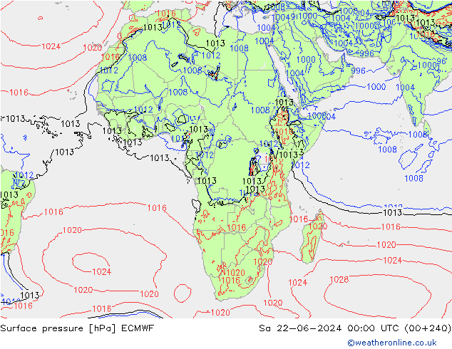 приземное давление ECMWF сб 22.06.2024 00 UTC