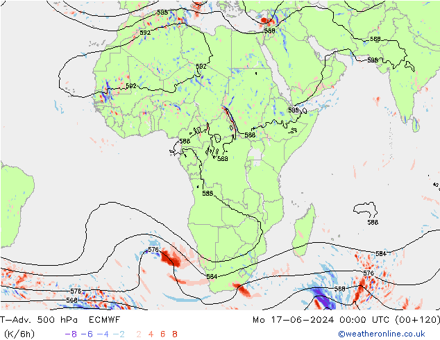 T-Adv. 500 hPa ECMWF Mo 17.06.2024 00 UTC