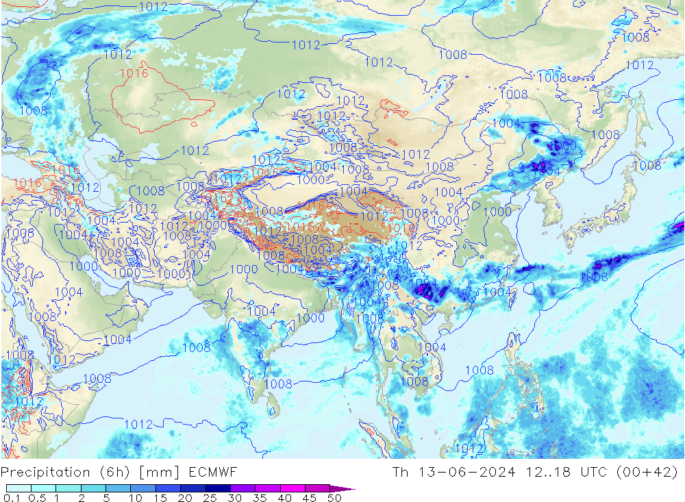 Z500/Rain (+SLP)/Z850 ECMWF jeu 13.06.2024 18 UTC