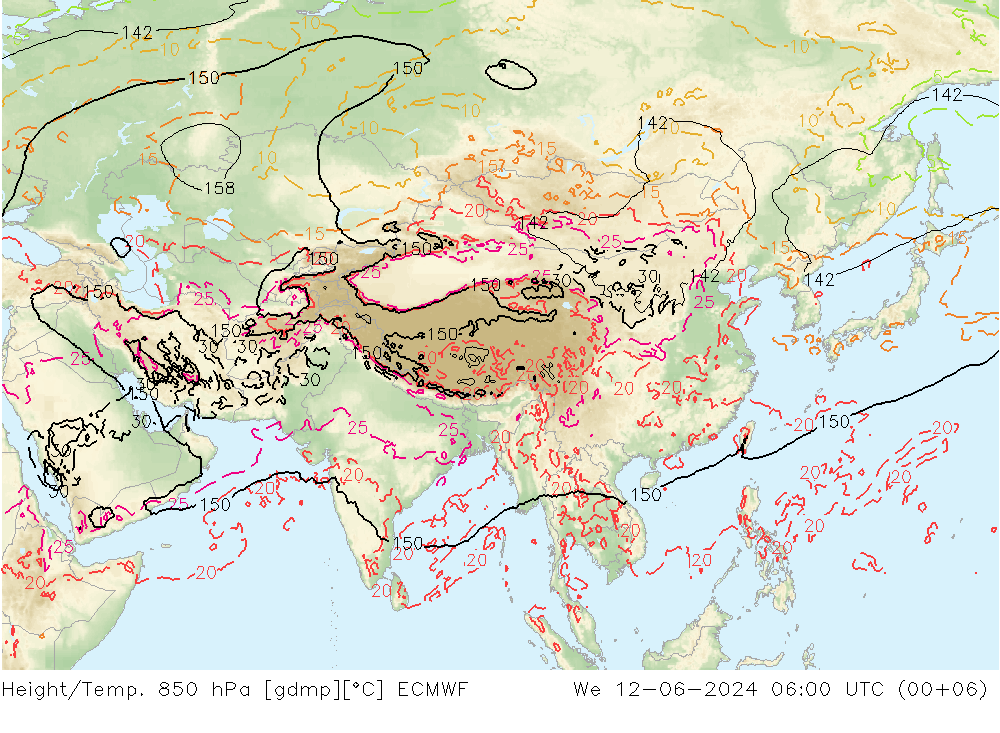 Z500/Rain (+SLP)/Z850 ECMWF We 12.06.2024 06 UTC