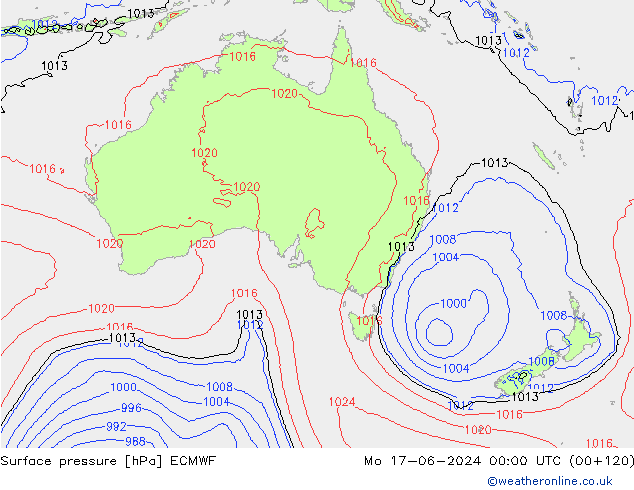 pression de l'air ECMWF lun 17.06.2024 00 UTC
