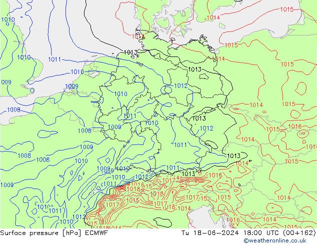 Luchtdruk (Grond) ECMWF di 18.06.2024 18 UTC