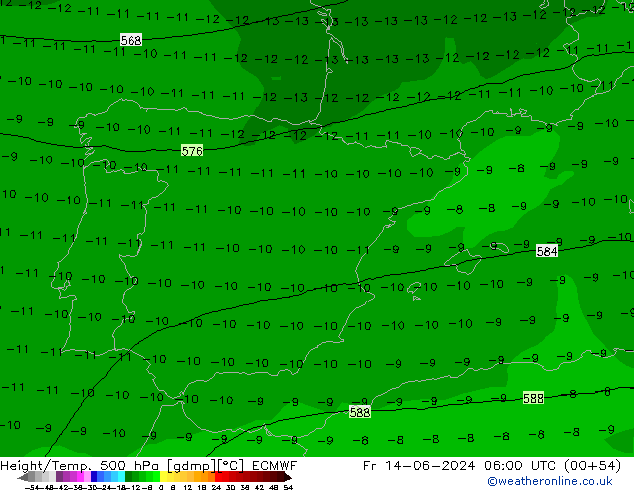 Z500/Rain (+SLP)/Z850 ECMWF Fr 14.06.2024 06 UTC