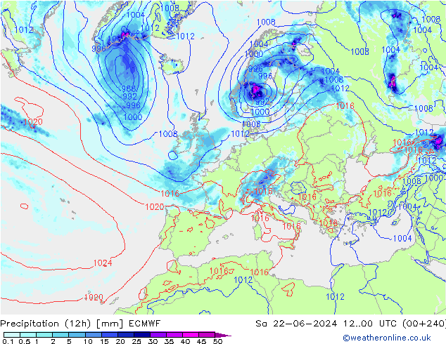 opad (12h) ECMWF so. 22.06.2024 00 UTC