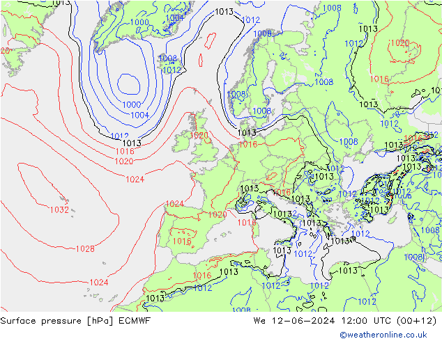 Bodendruck ECMWF Mi 12.06.2024 12 UTC