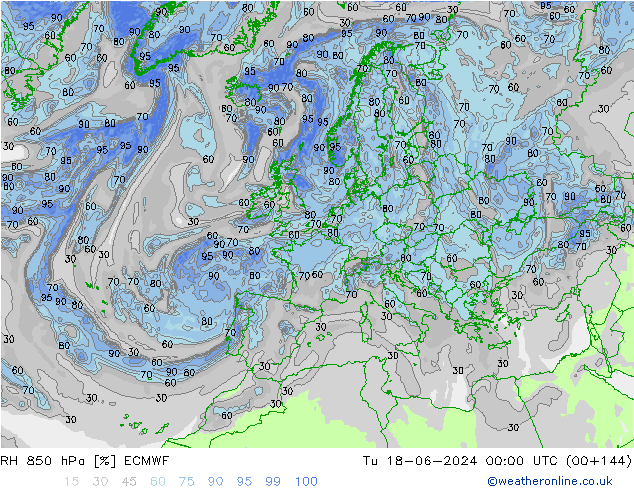 RH 850 hPa ECMWF Ter 18.06.2024 00 UTC