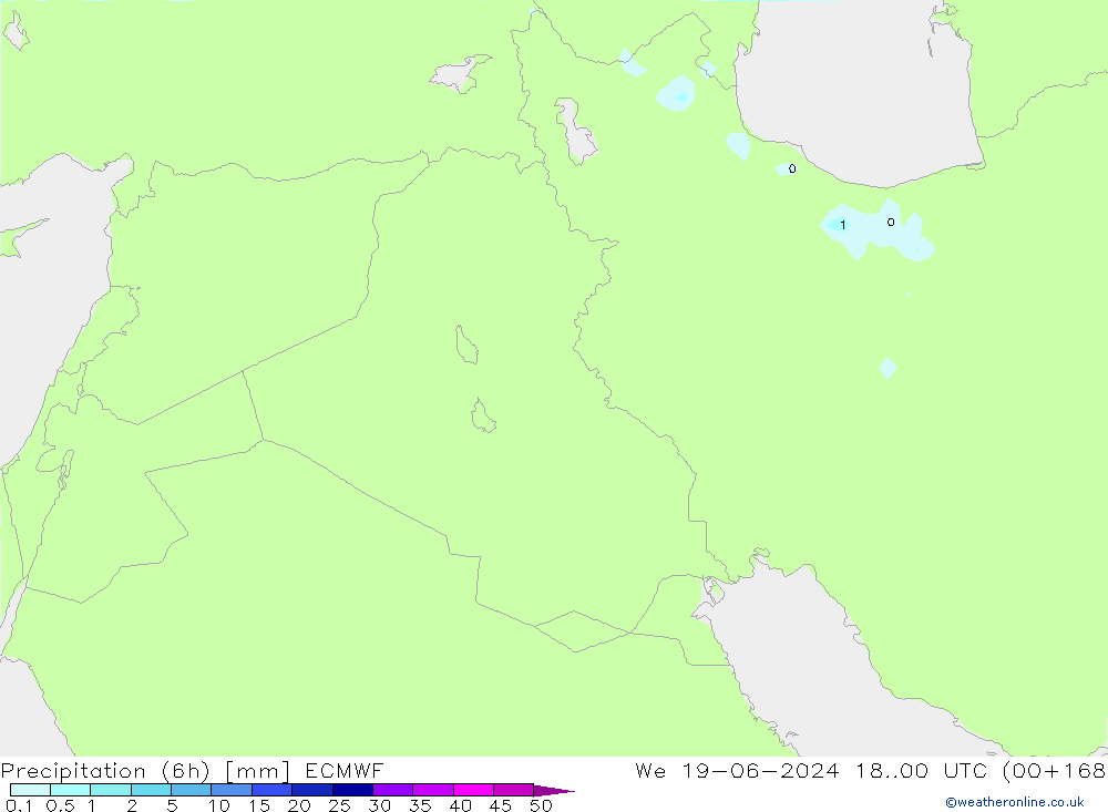 Precipitation (6h) ECMWF We 19.06.2024 00 UTC