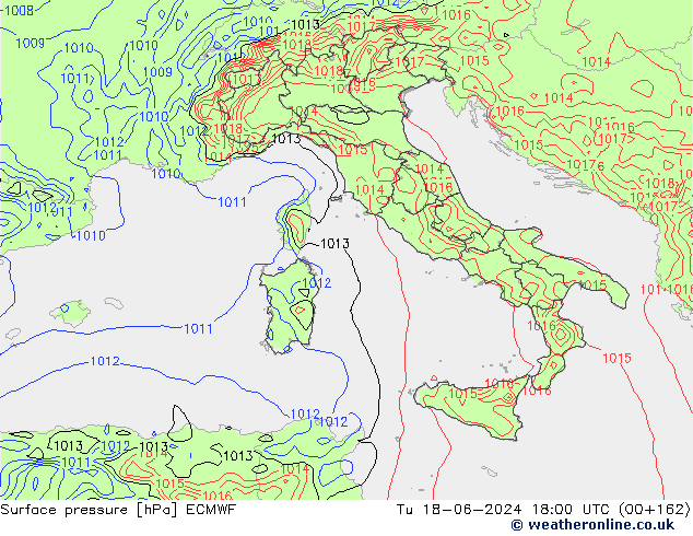 Presión superficial ECMWF mar 18.06.2024 18 UTC